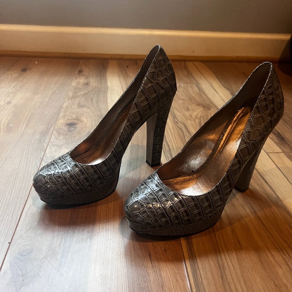 BCBG Snake Print Heels